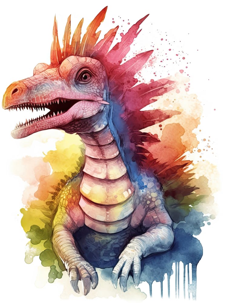 Spinosaurus Cute Dinosaur Watercolour 4