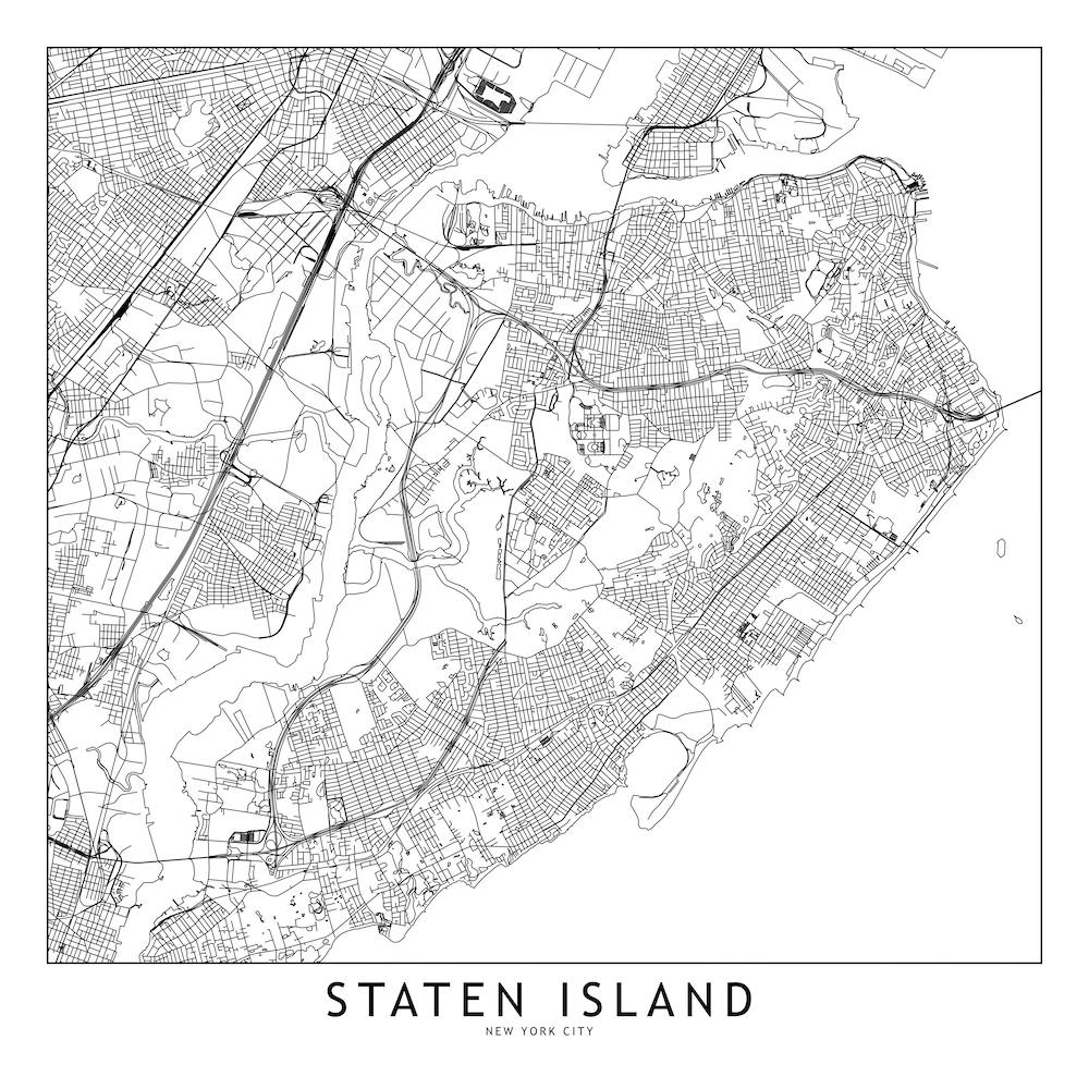 Staten Island White Map Square