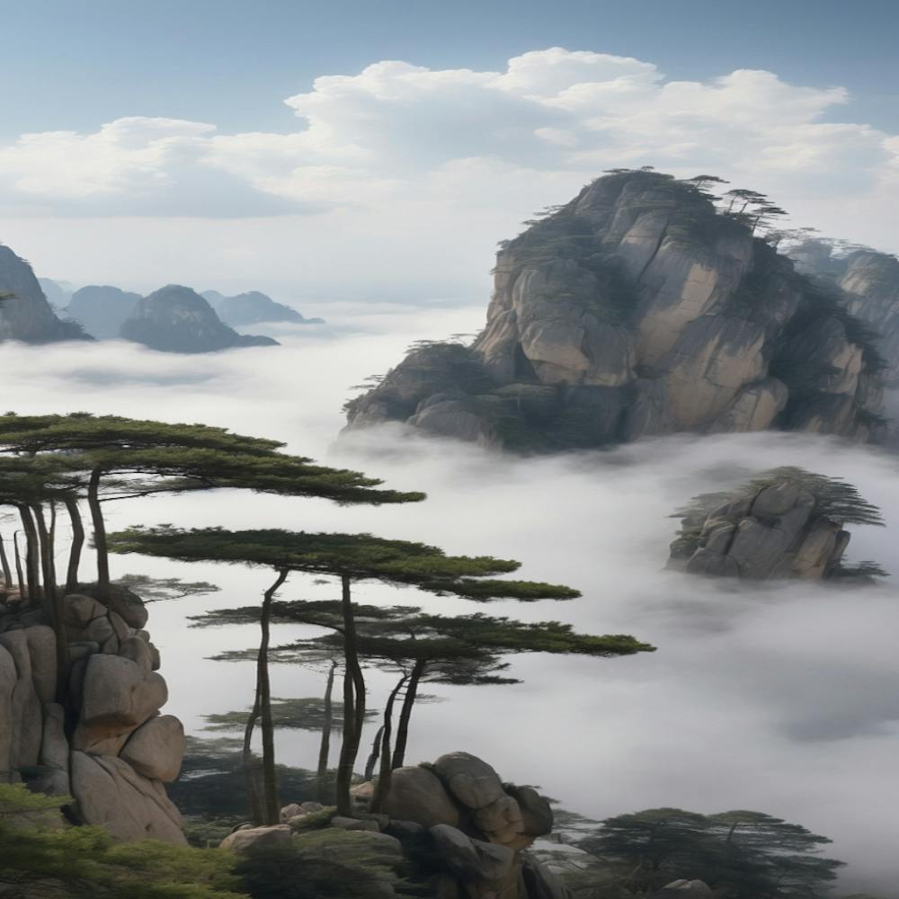 Pine Trees In The Clouds