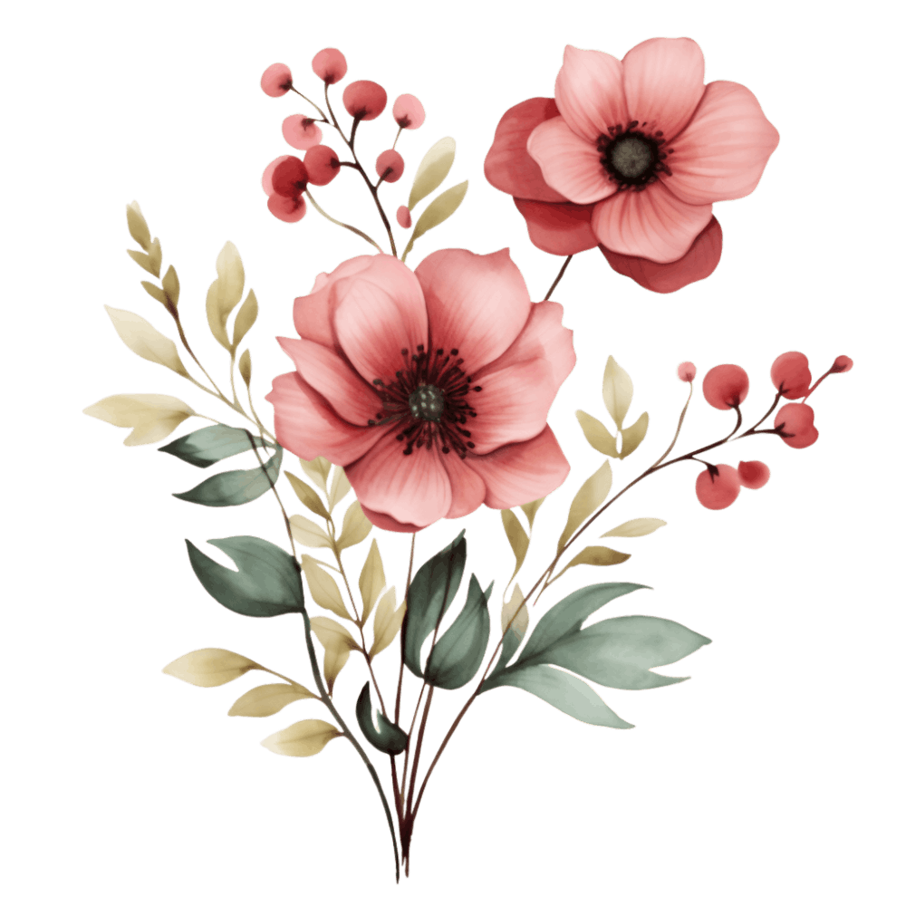 Pink Flowers On A Black Background 1