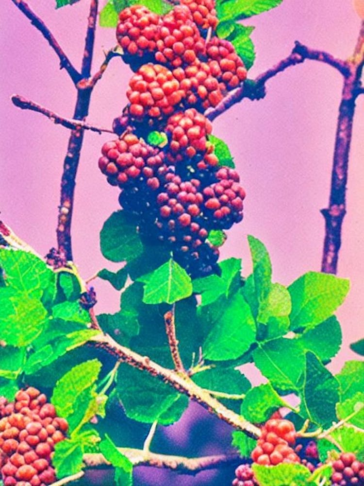 Mulberry Risograph Retro Poster Fruit