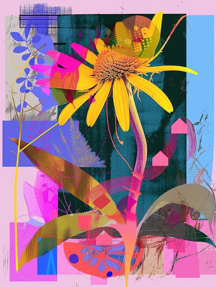 Daisy 3 Neon Flower Collage