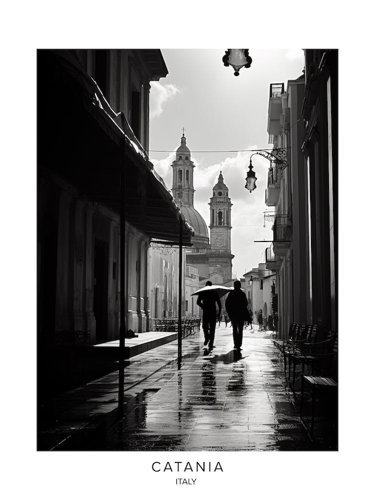 Poster Of Catania, Italy, Black And White Analogue Photography 3