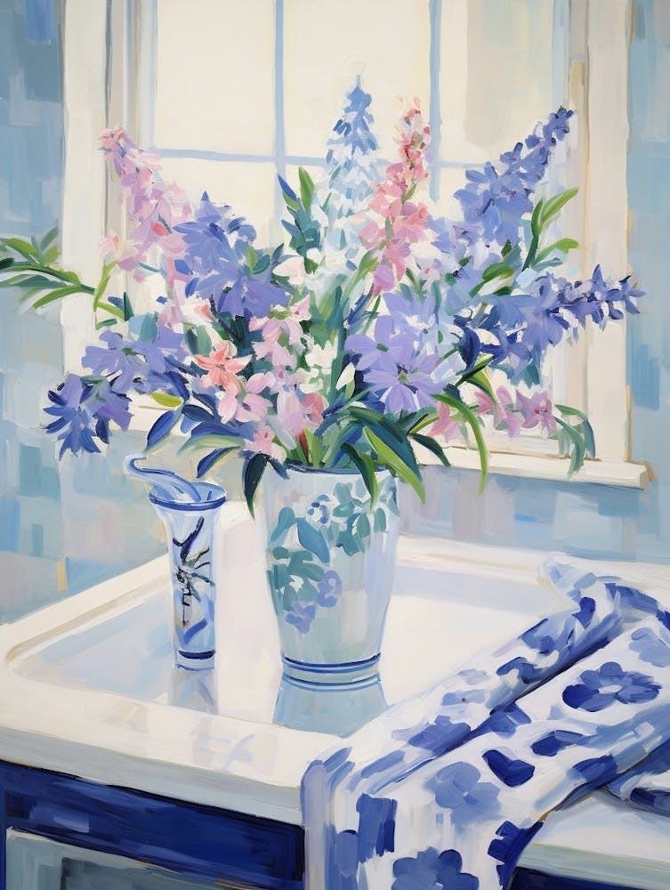 Un Vase avec Jacinthes des bois, Bouquet de Fleurs 3