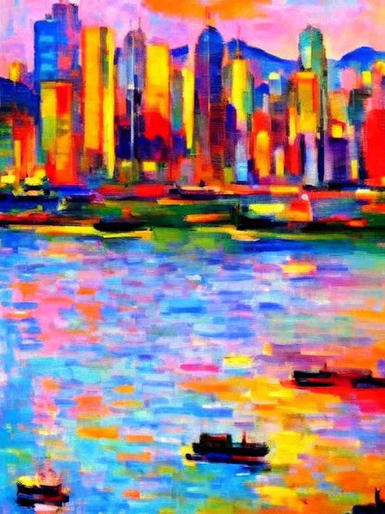 Hong Kong Victoria Harbour Hong Kong Brushwork Painting harbour