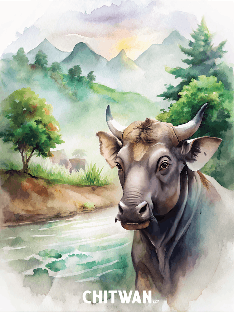 Chitwan National Park Watercolor Painting