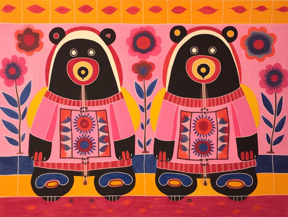 Malaienbär 2 Illustration im Folk-Stil