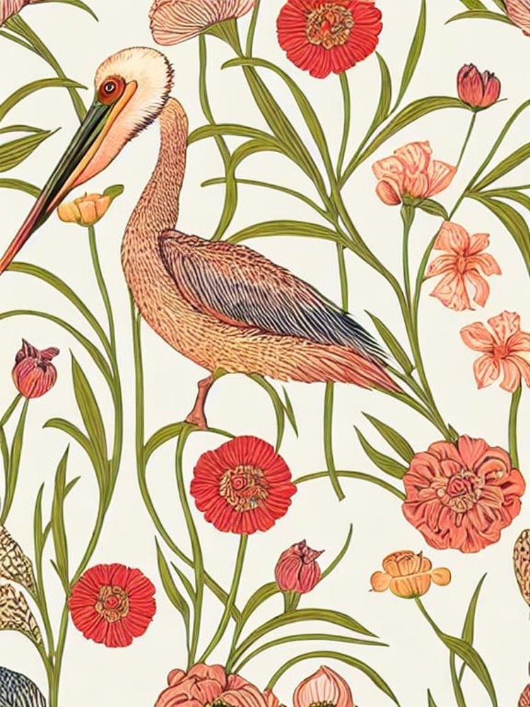 Pelican William Morris Style Bird
