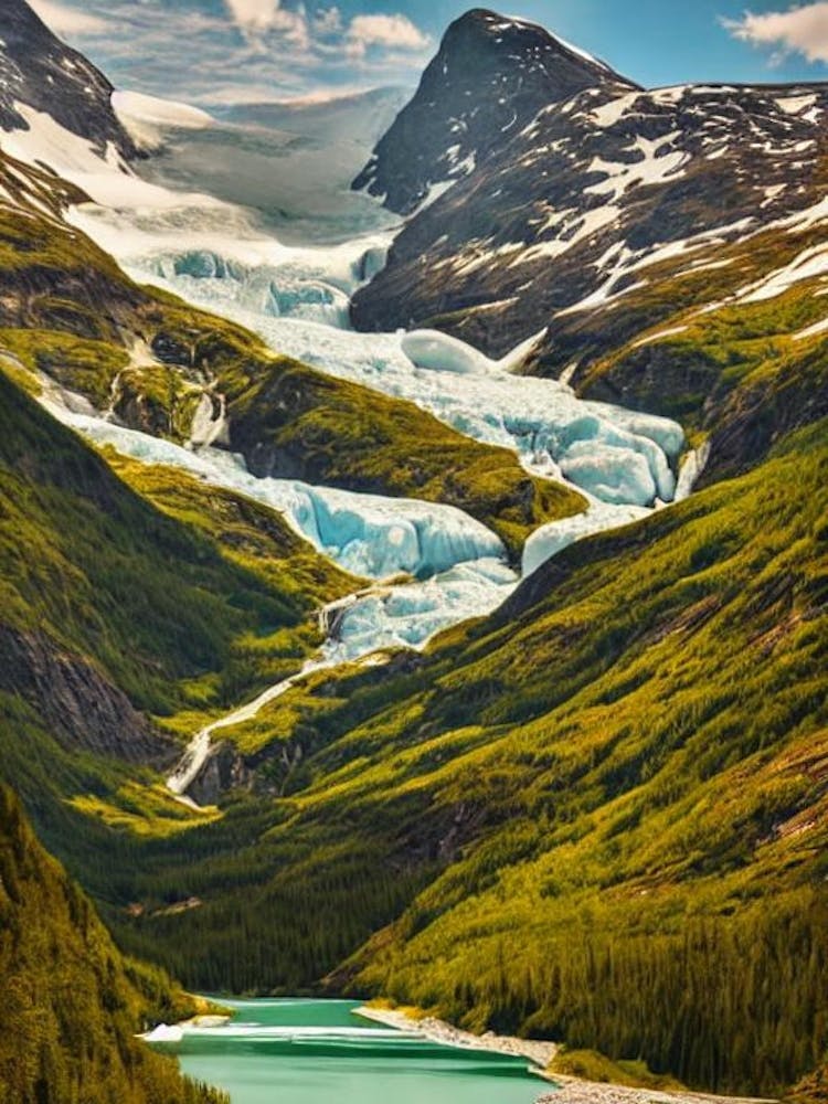 Jostedalsbreen National Park Norway Vintage Poster