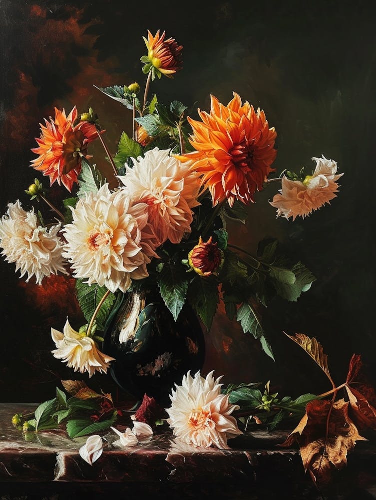 Baroque Floral Still Life Dahlia 1