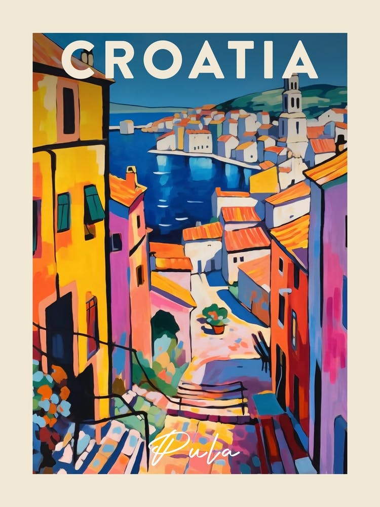 Pula Croatia 2 Fauvist Painting Travel Poster