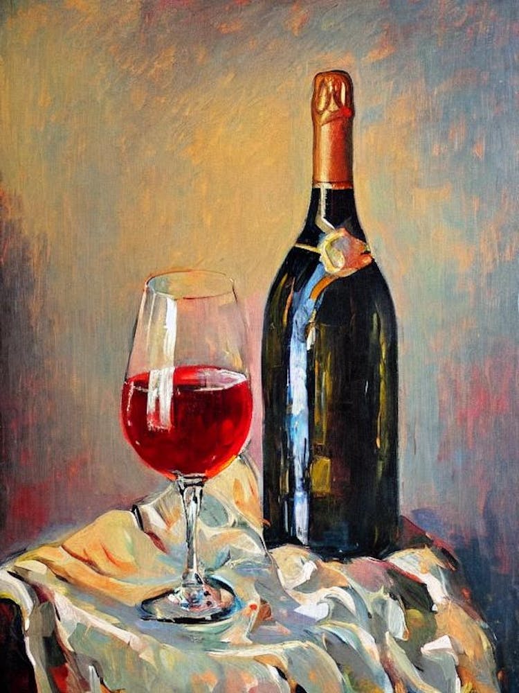 Rosé Champagne 1 Oil Painting Cocktail Poster