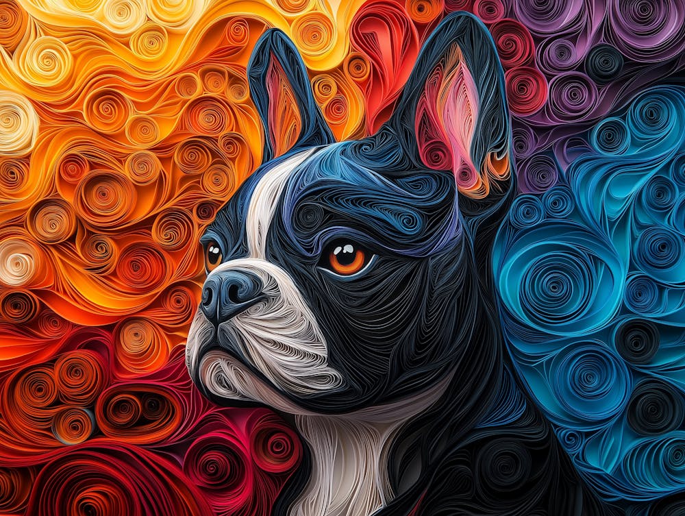 French Bulldog Paper Quilling Dog Portrait