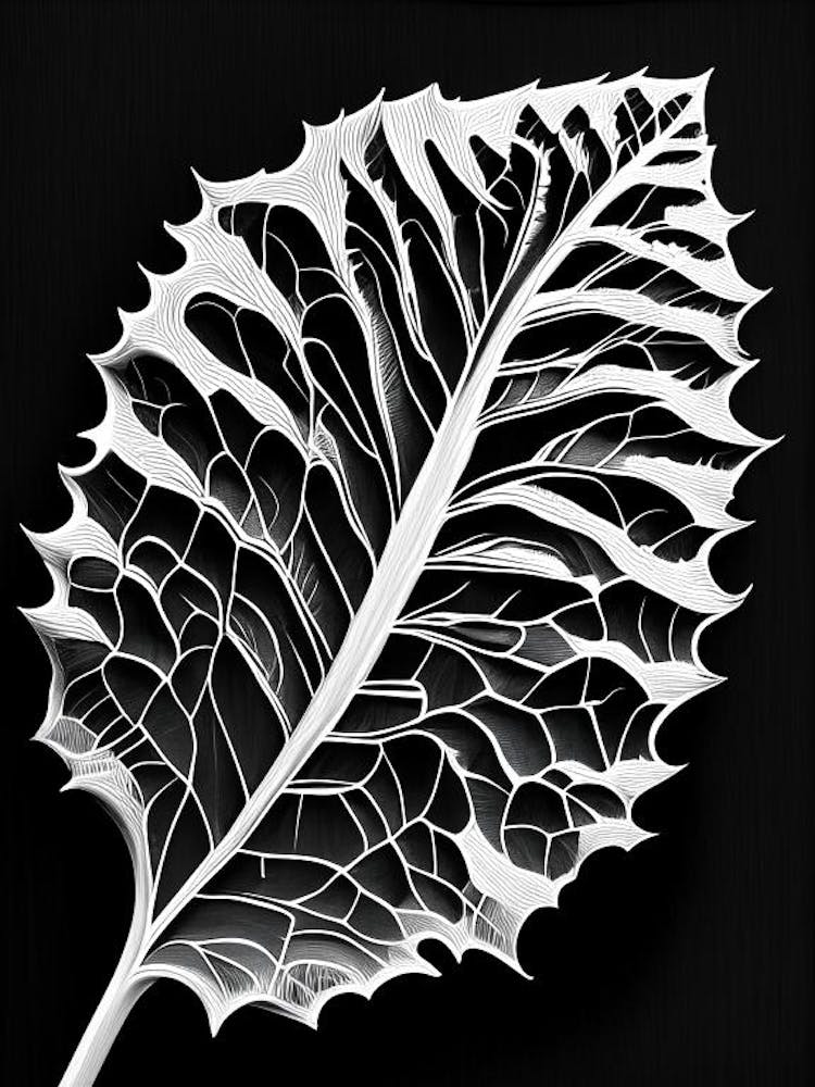Poplar Leaf Linocut 2