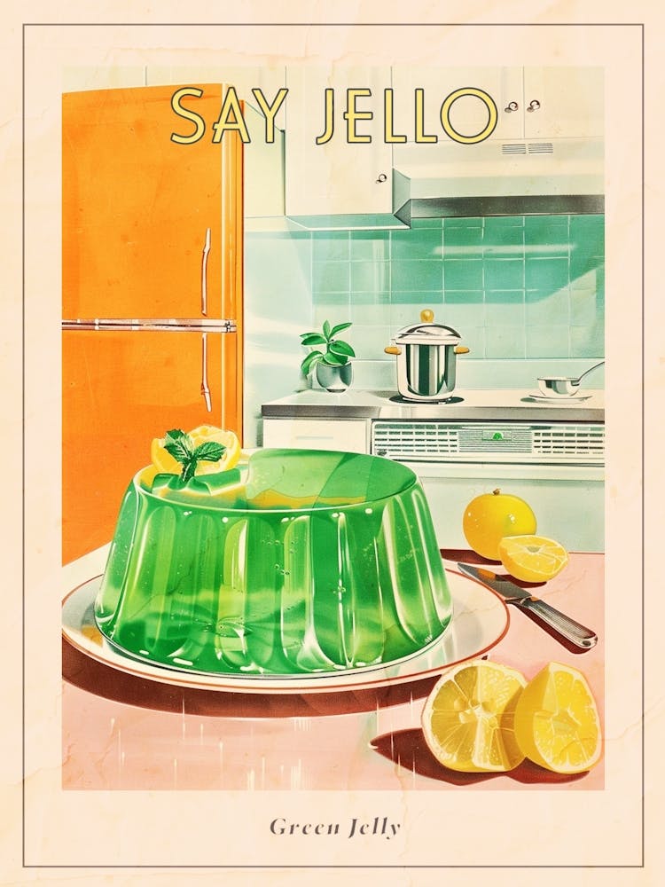 Retro Bright Green Jelly Vintage Cookbook Inspired 2 Poster