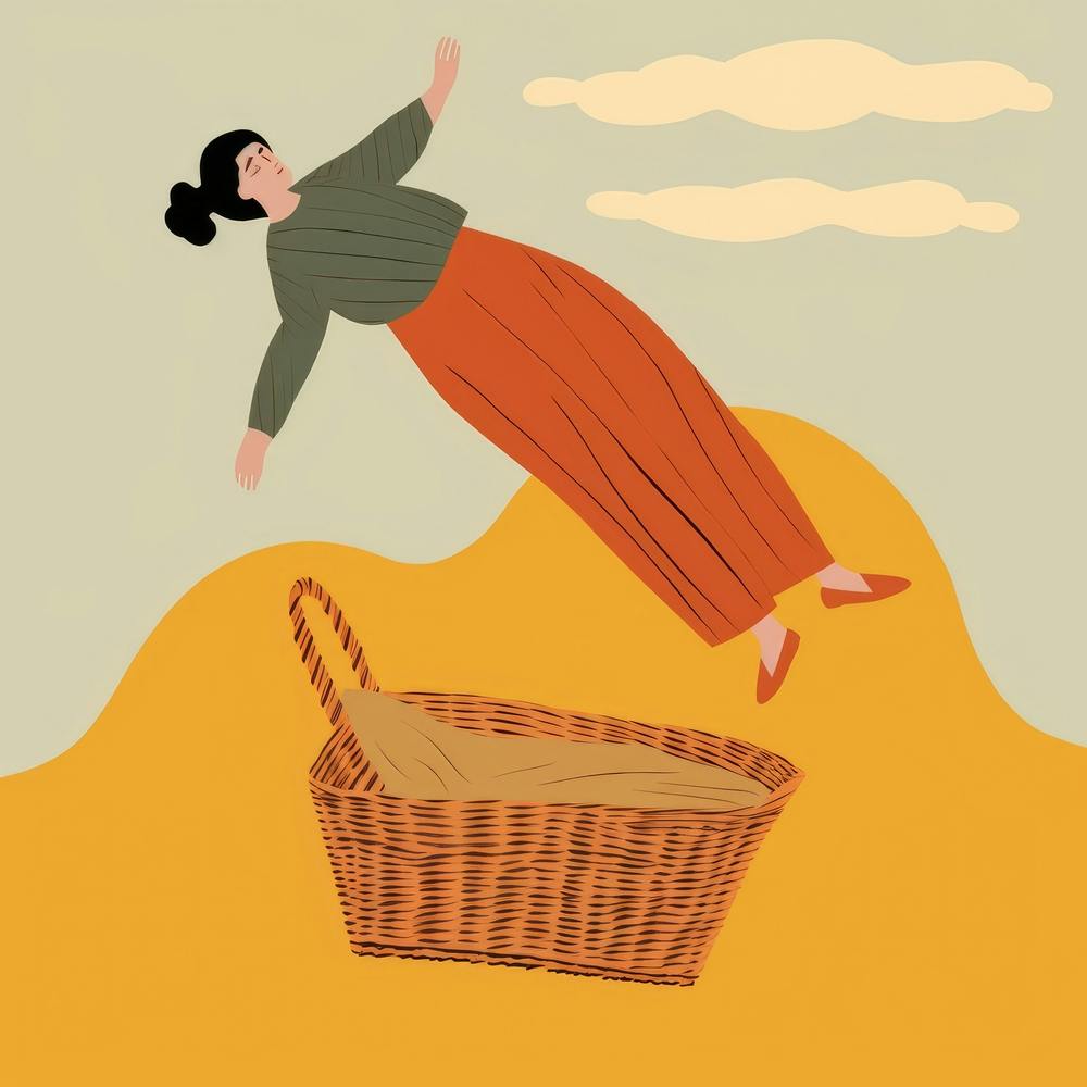 Illustration Of A Woman With A Basket