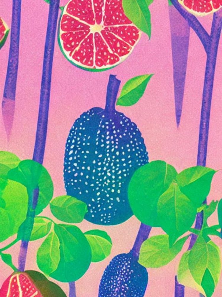 Guava Risograph Retro Poster Fruit