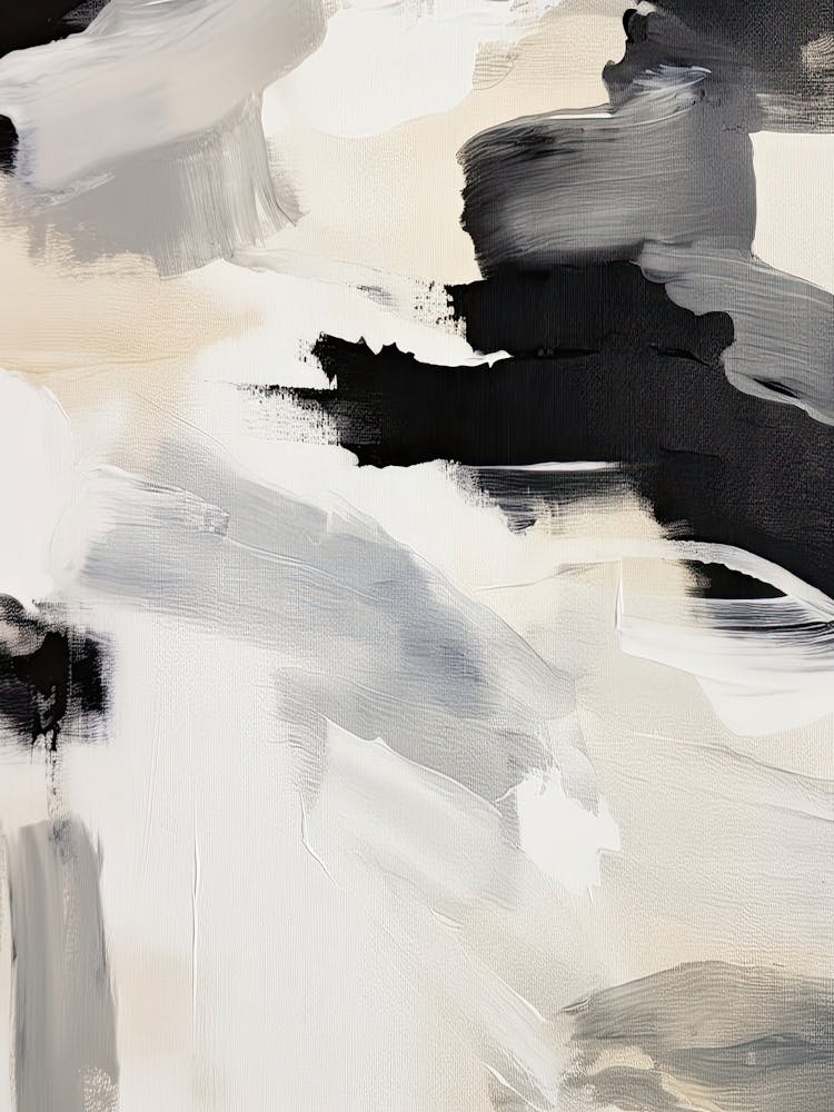 Abstract Brush Strokes Black White Neutrals 1