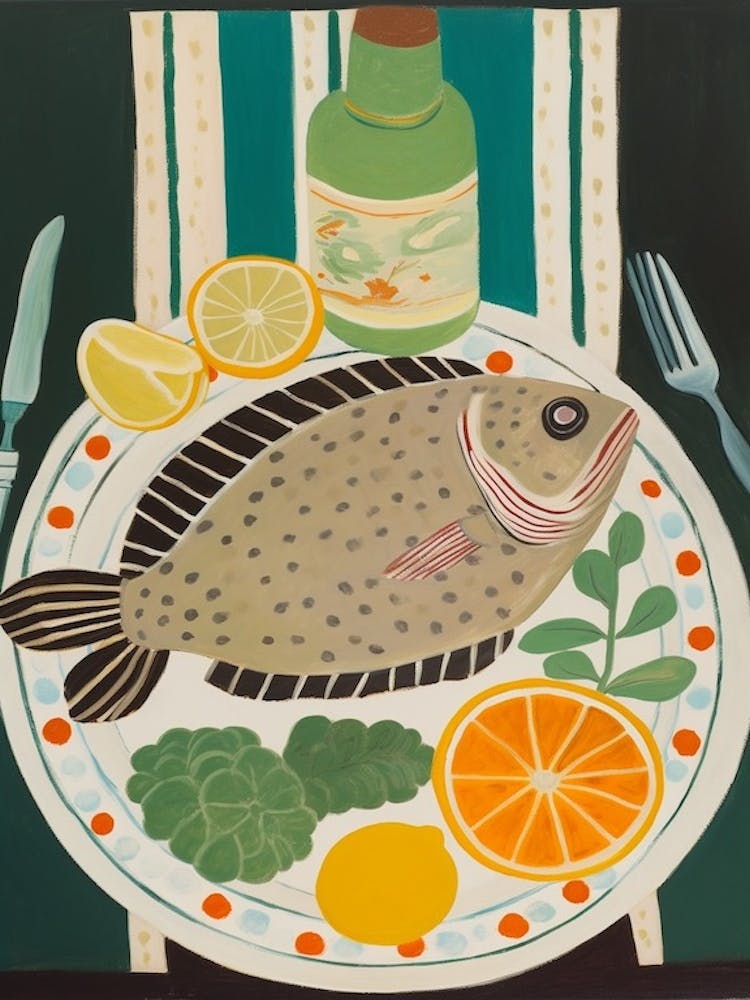 Flounder 2 Italian Still Life Painting