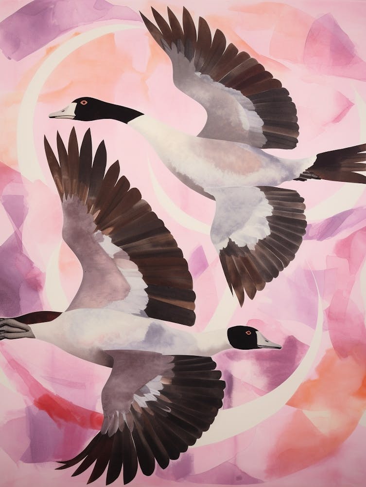 Pink Ethereal Bird Painting Canada Goose