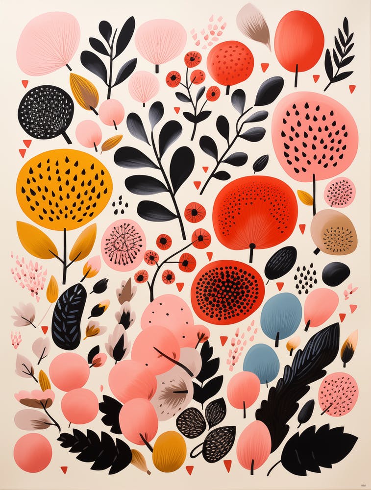 Abstract Matisse-style Flowers And Leaves