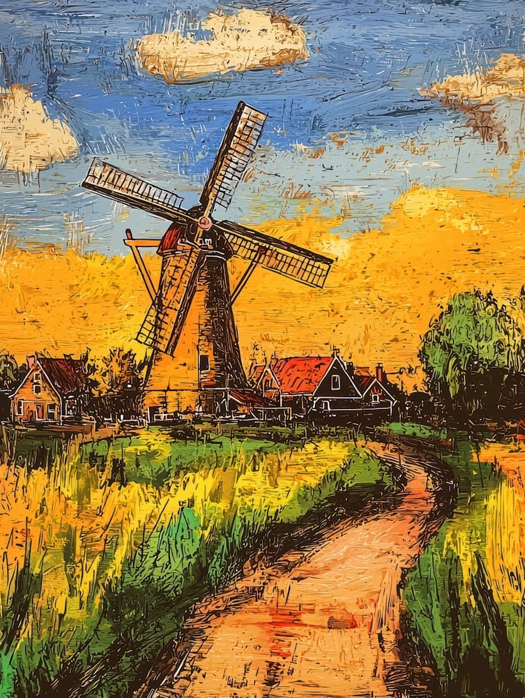 Windmill In The Dutch Countryside 1