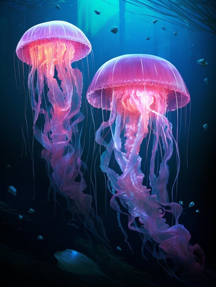 Seenessel-Qualle Neon-Illustration 2