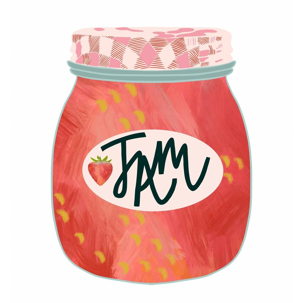 Vintage Strawberry Jam Jar  Square