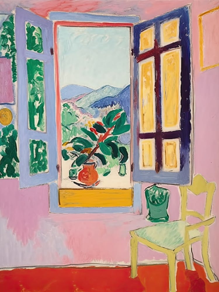 Open Window And A Vase And Plants
