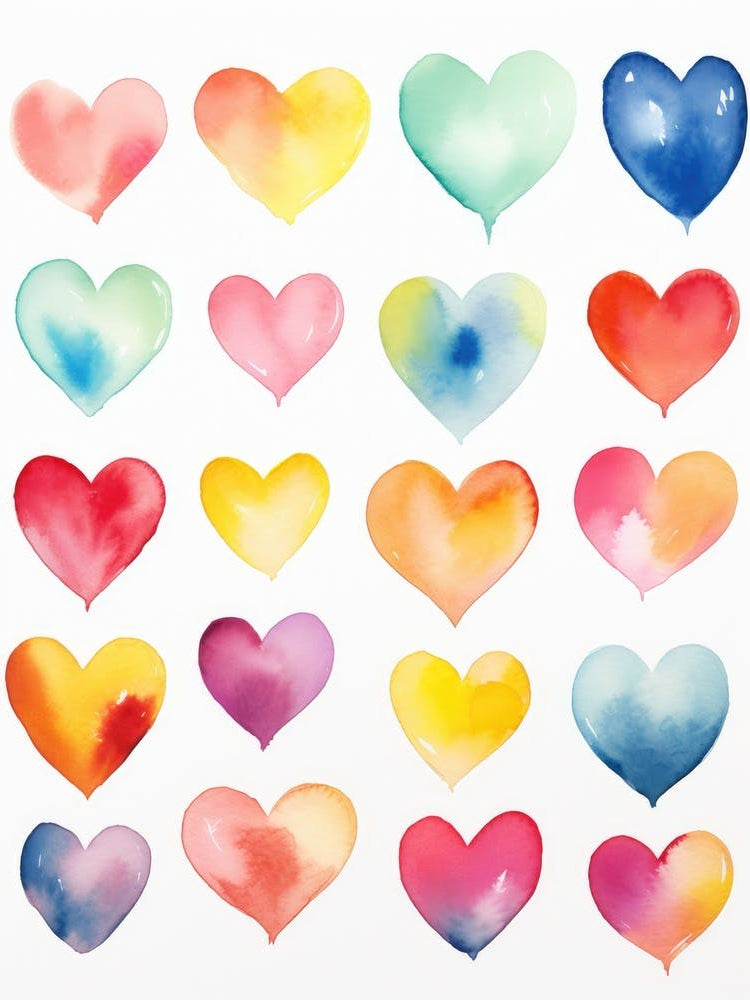 Watercolor Hearts 2