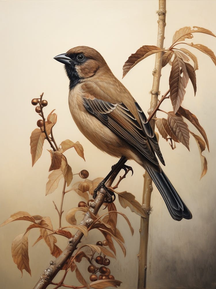 Dark And Moody Botanical Sparrow 1