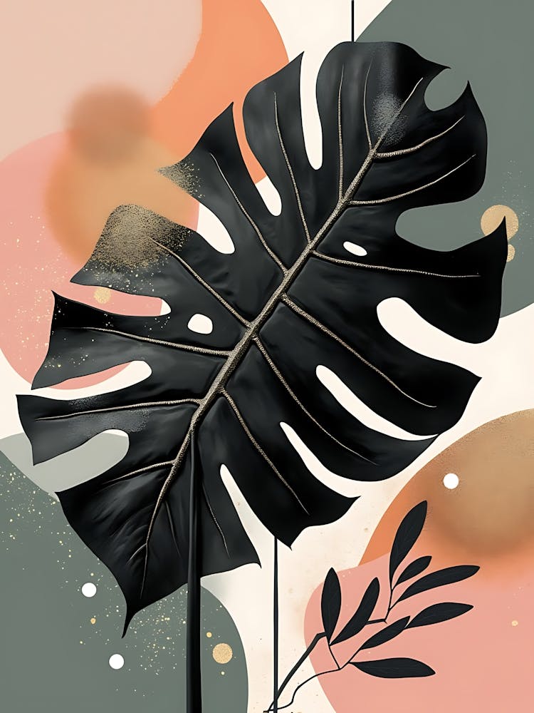 Erdtönige Pflanzenillustration mit minimalistischen Linien