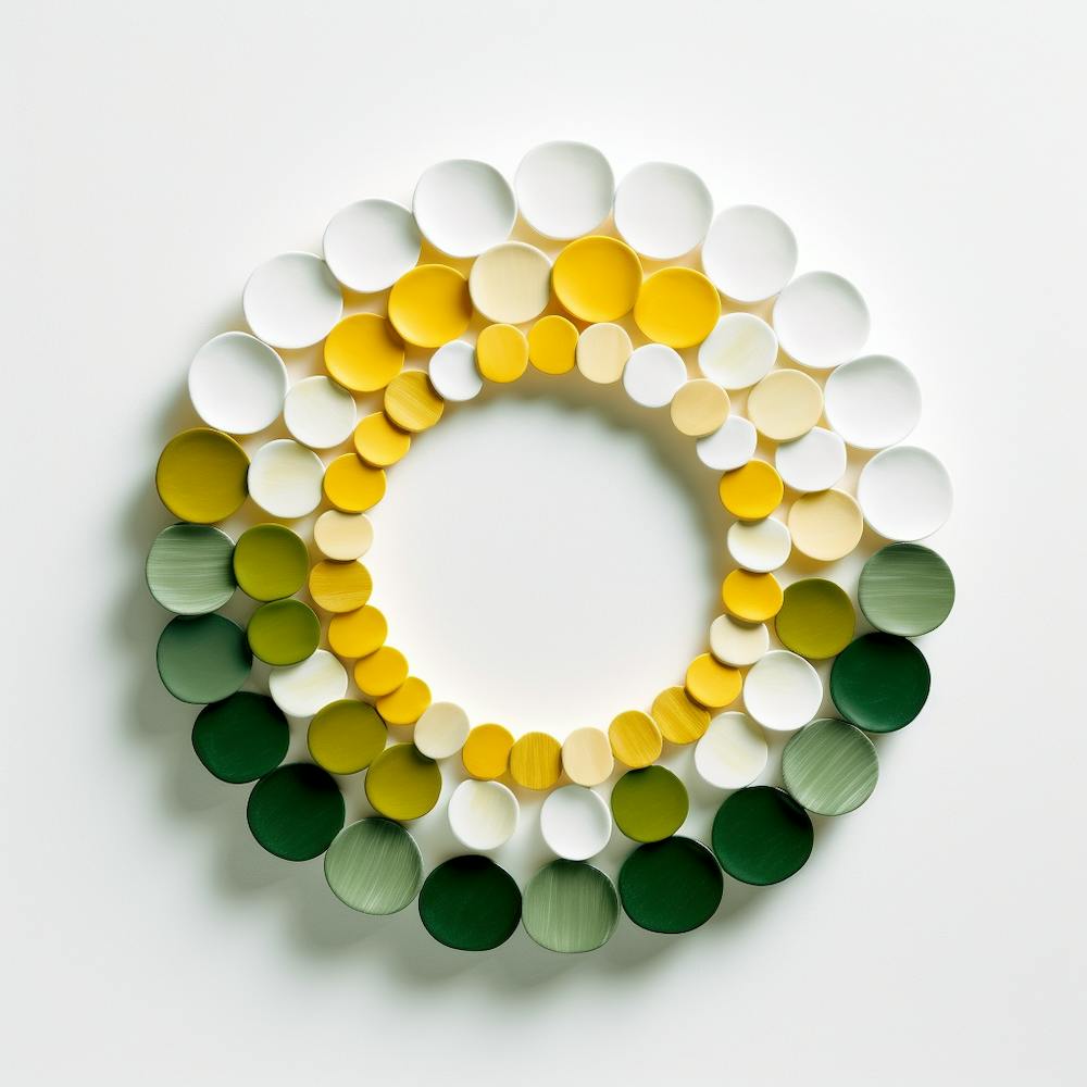 Yellow White Green Circle Art
