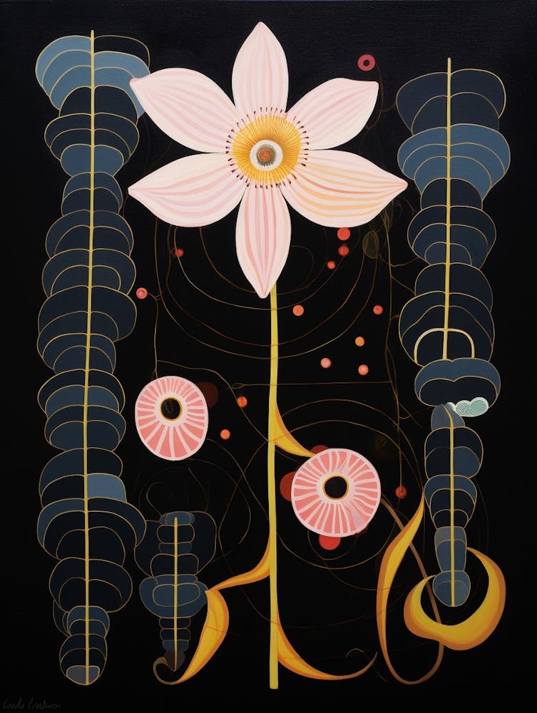Monkey Orchid 4 Hilma Af Klint Inspired Flower Illustration