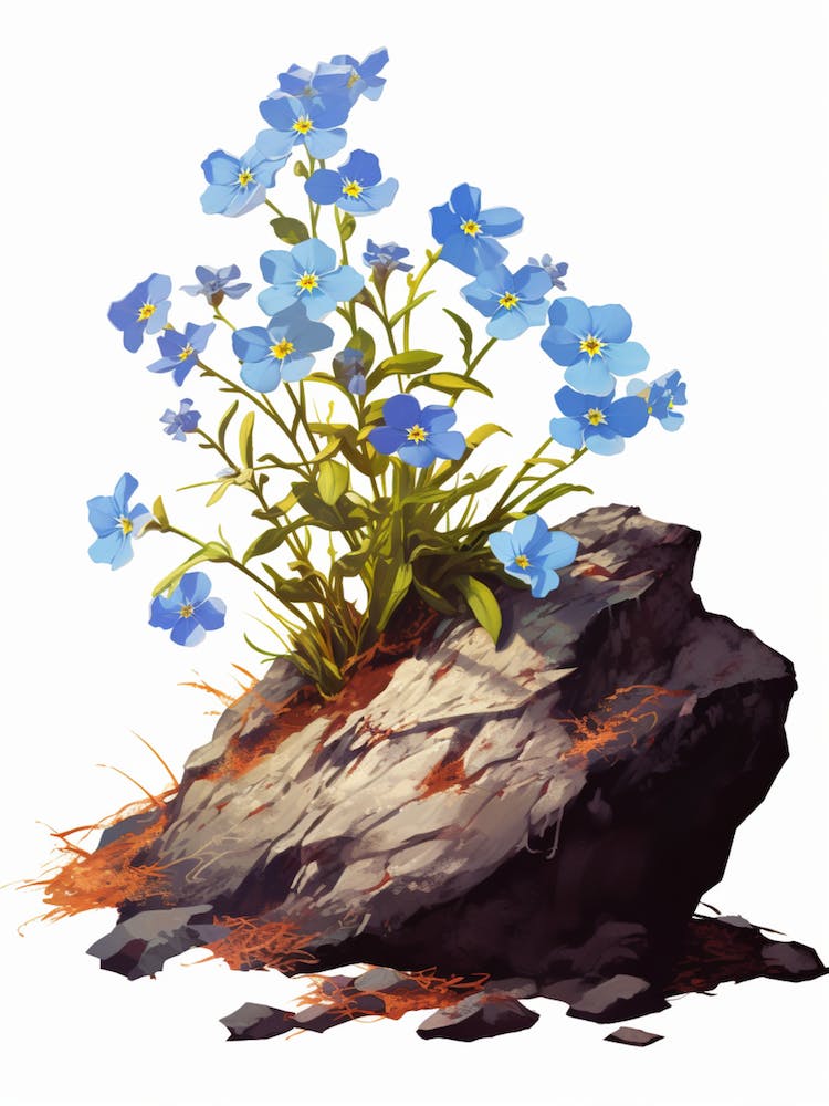 Forget Me Not Sprouting From A Rock (4)