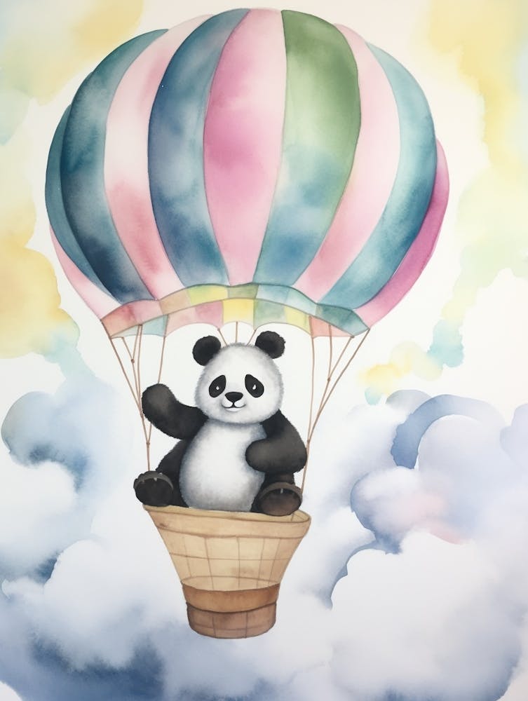 Baby Panda 5 In A Hot Air Balloon