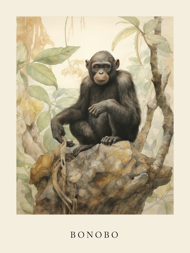Beatrix Potter Inspired  Animal Watercolour Bonobo 4
