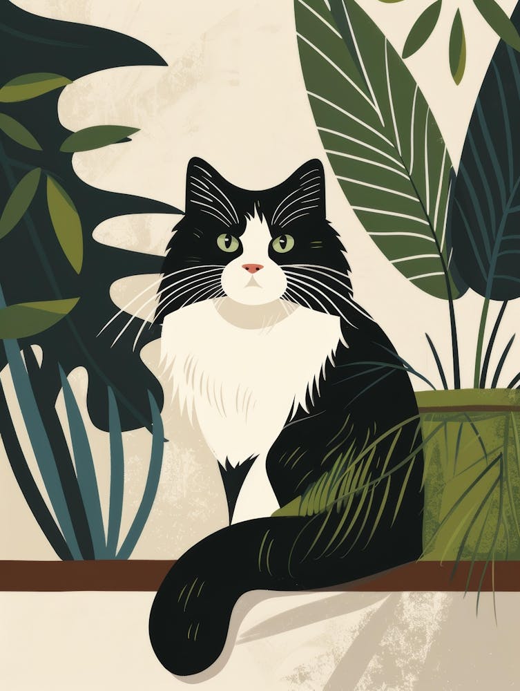 Cat Sitting On A Window Sill 1