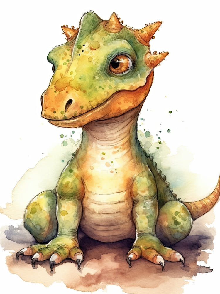 Saurophaganax Cute Dinosaur Watercolour 2