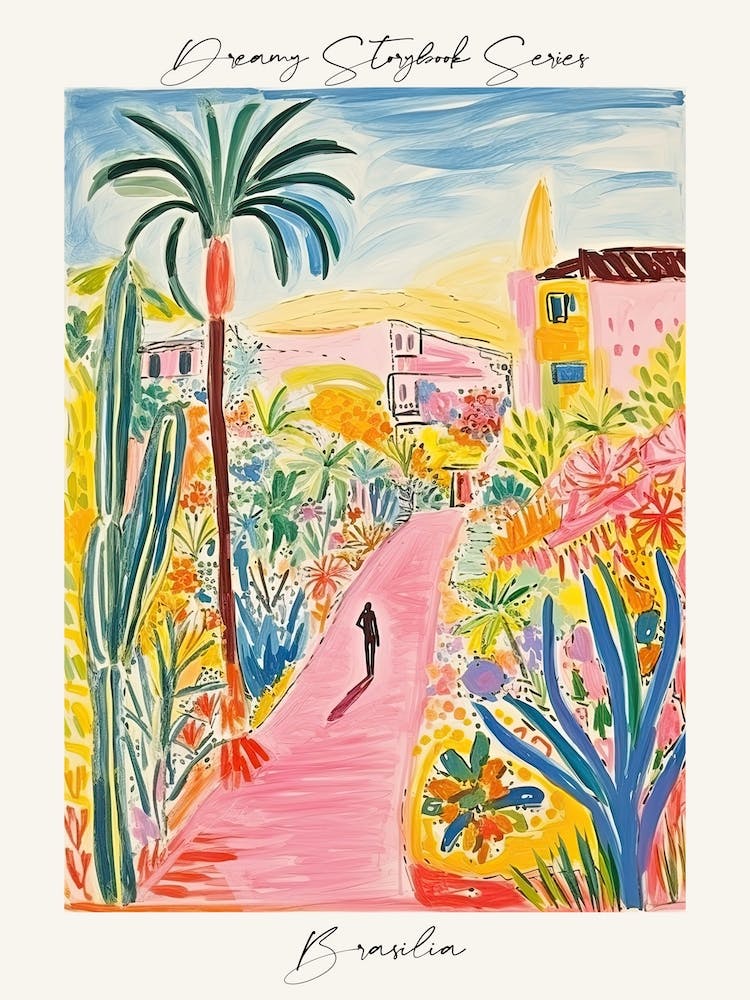 Poster Of Brasilia, Dreamy Storybook Illustration 1