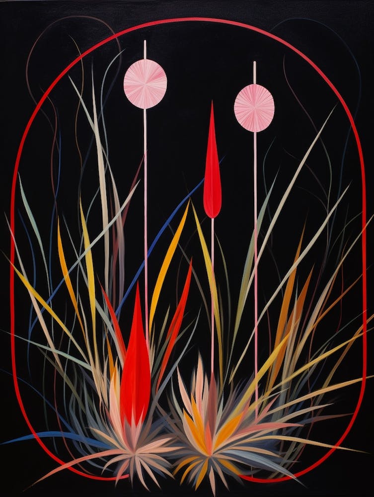 Fountain Grass 1 Hilma Af Klint Inspired Flower Illustration