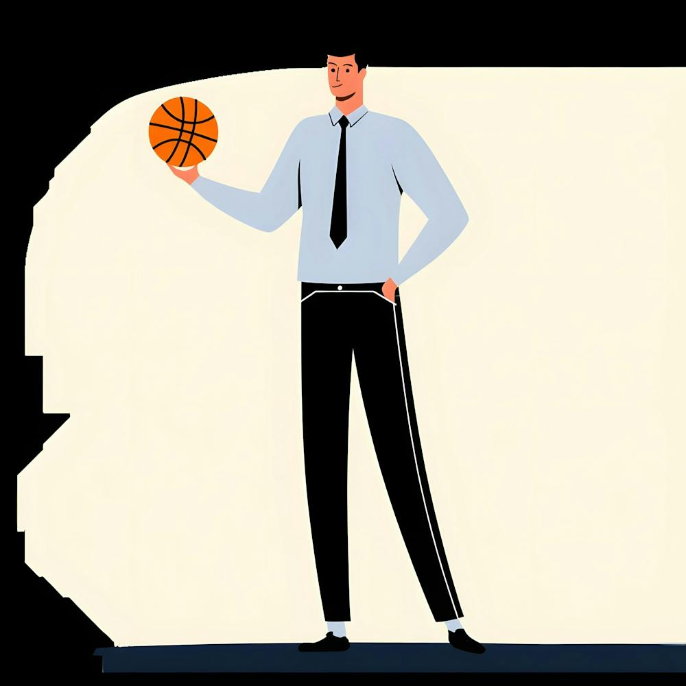 Stylized Basketball Player Holding a Ball