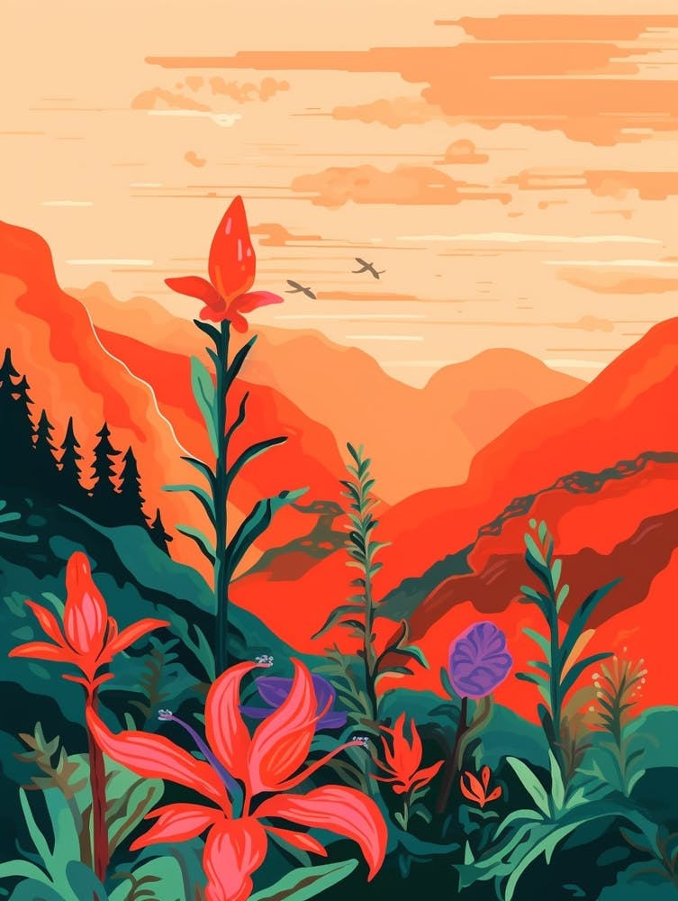 Boho Wildflower Painting Cardinal Flower 1