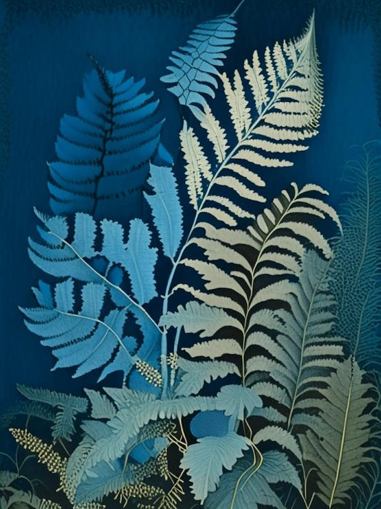 Crisped Blue Fern Rousseau Inspired
