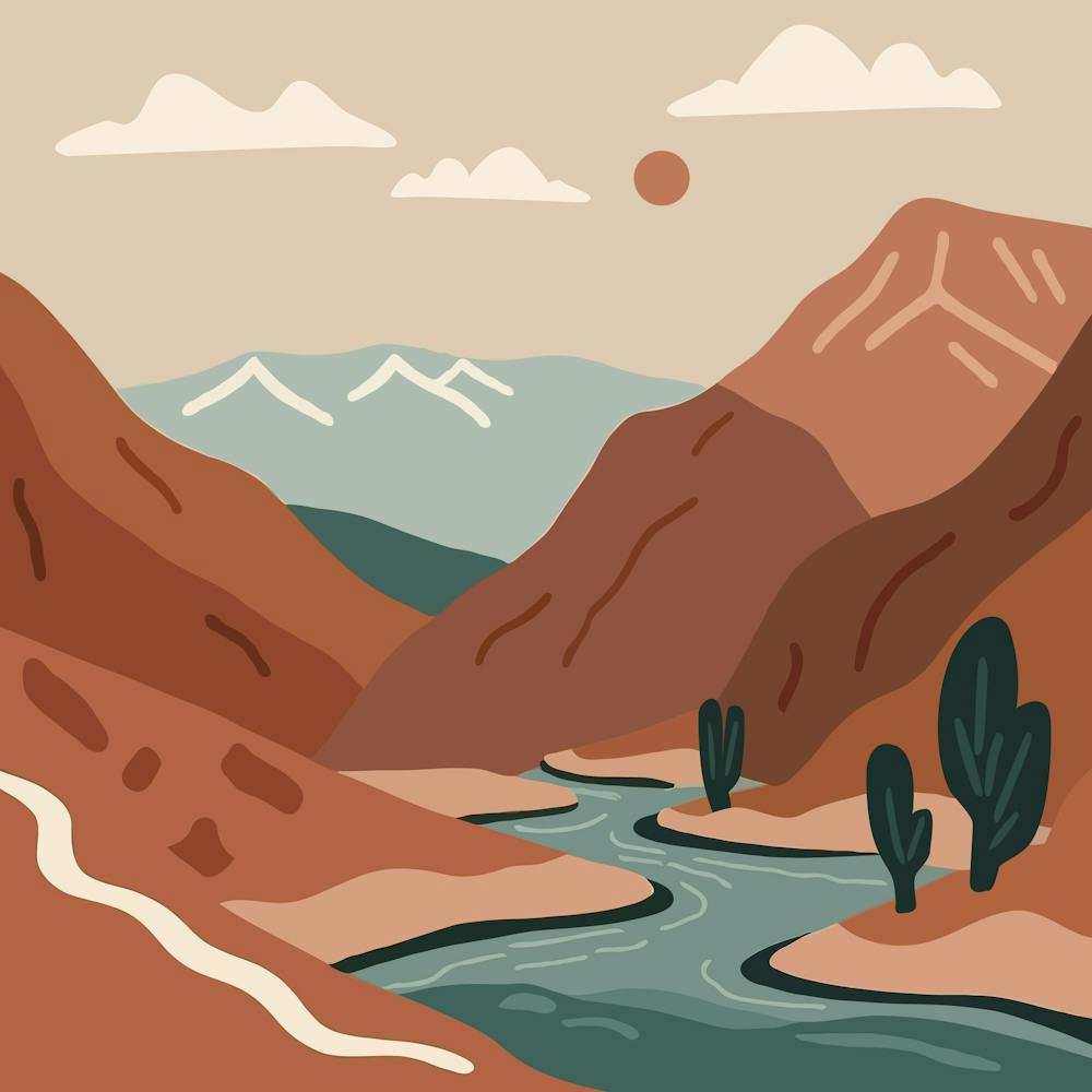 Mountains River Landscape