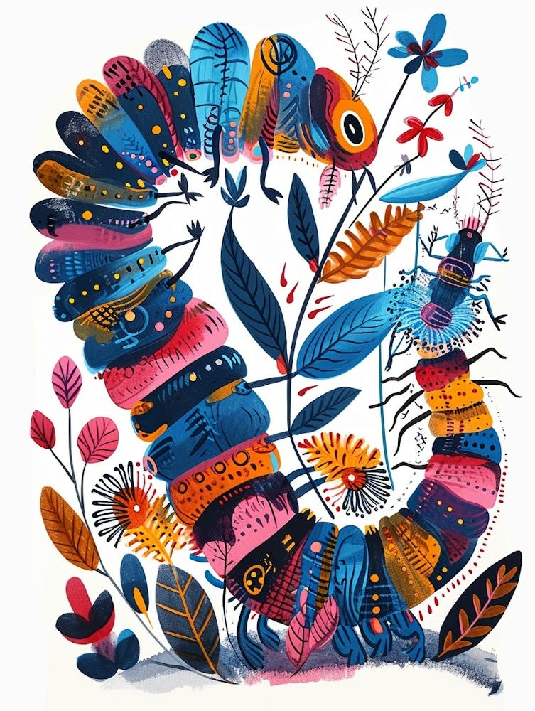 Colourful Insect Illustration Catepillar 4