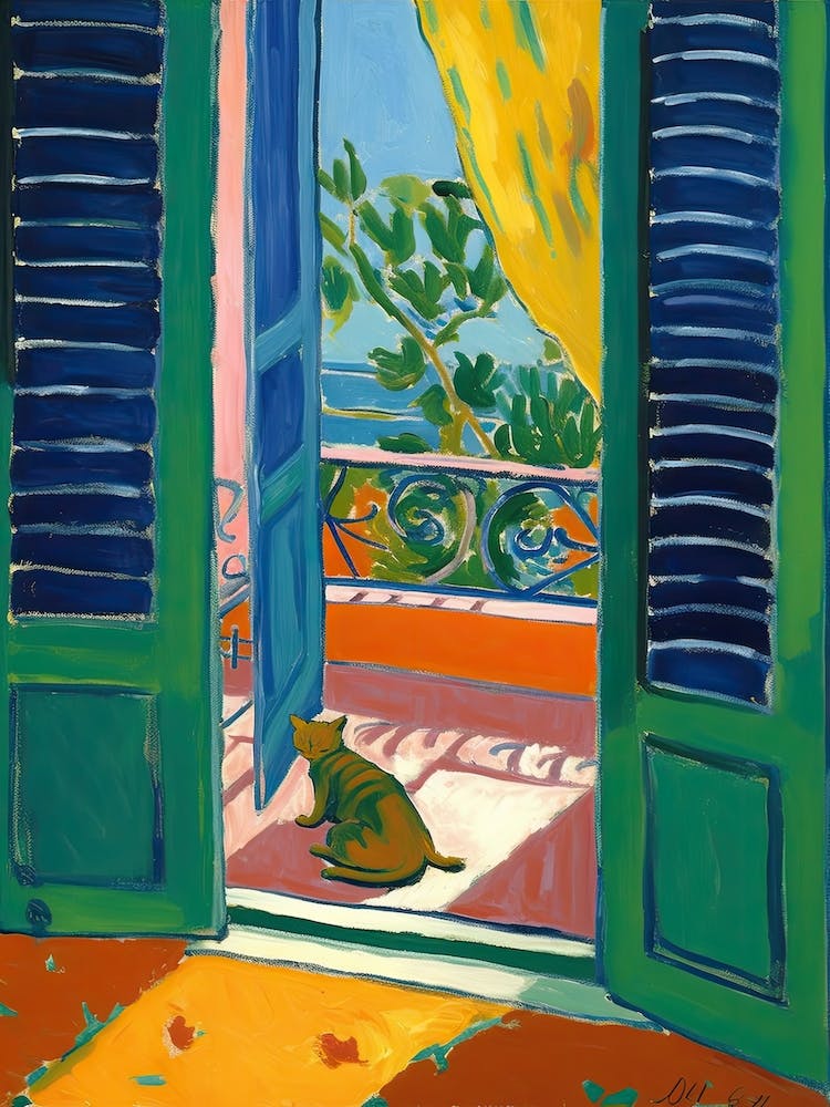 Open Window With Cat Matisse Style Portofino 1