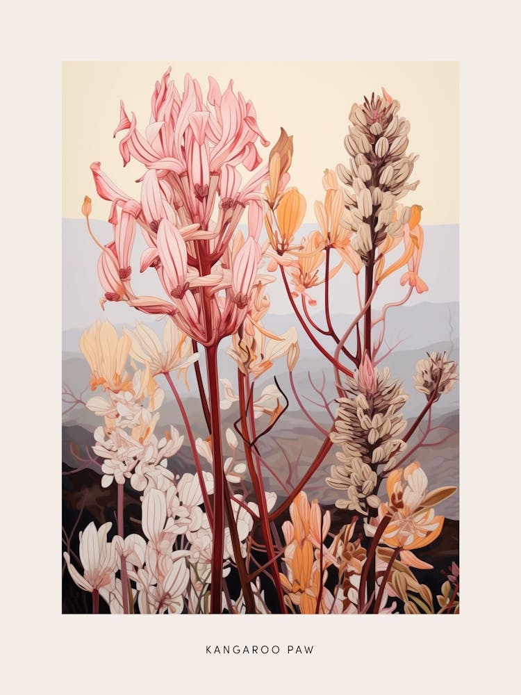 Flower Illustration Kangaroo Paw Flower 3 Poster