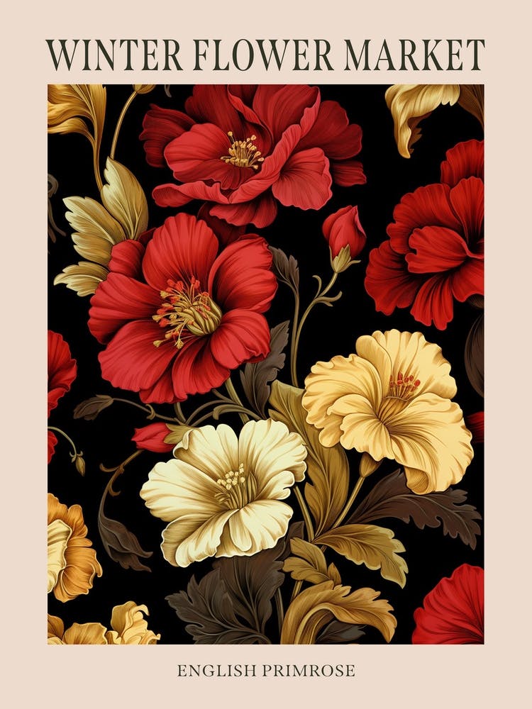 English Primrose 3 Winter Flower Market Poster