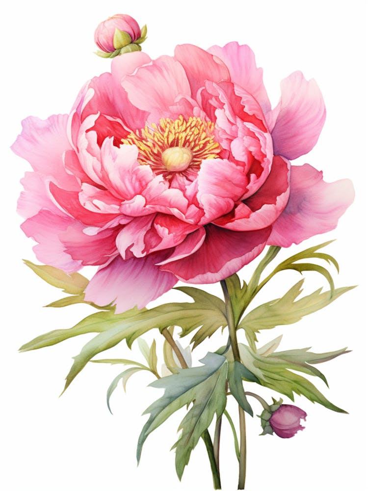 Peony Wildflower At Dawn In Watercolor (3)